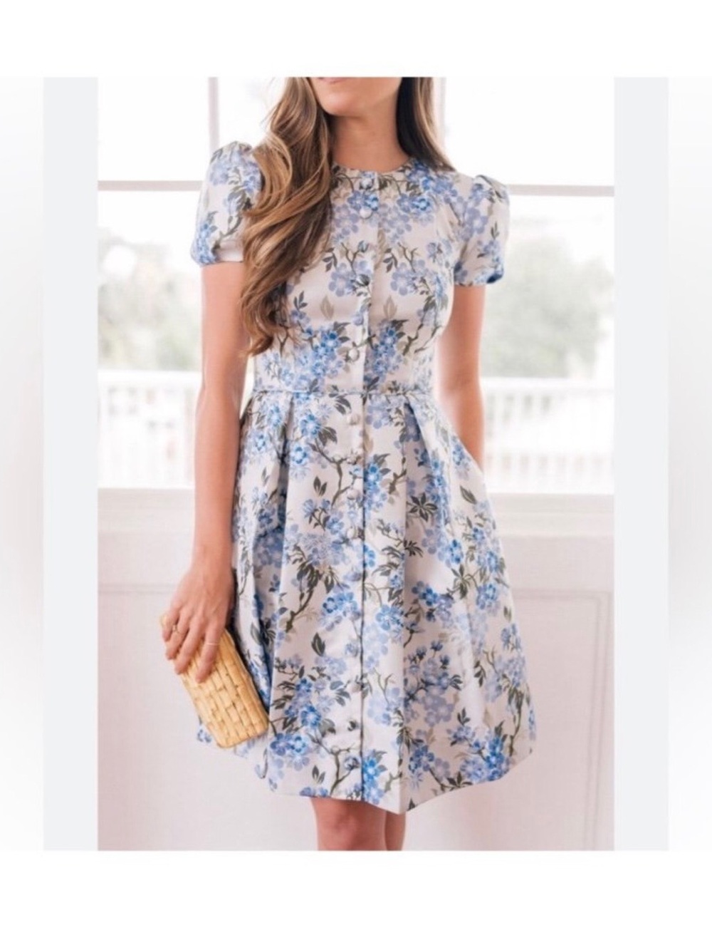 Gal Meets Glam Margaret floral Dress with Blue Floral Print size 14